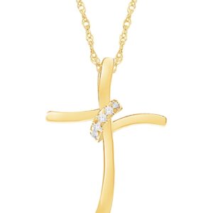 YELLOW GOLD DIAMOND CROSS PENDANT M2708