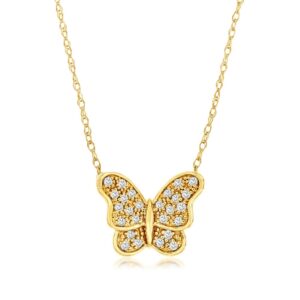 YELLOW GOLD DIAMOND BUTTERFLY NECKLACE H1605D