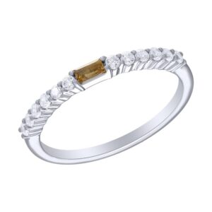 WHITE GOLD CITRINE & DIAMOND RING M6783