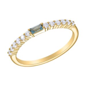 YELLOW GOLD BLUE TOPAZ & DIAMOND RING M6784