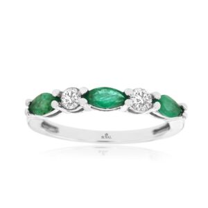WHITE GOLD EMERALD & DIAMOND RING WH2124E