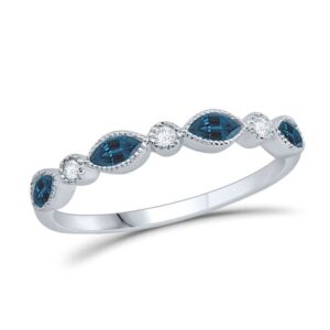 WHITE GOLD BLUE TOPAZ & DIAMOND BAND M5437