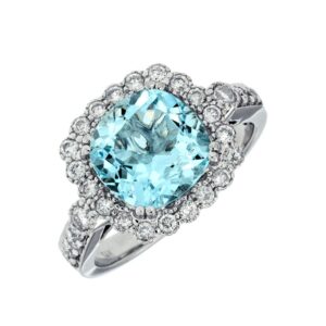 WHITE GOLD AQUAMARINE & DIAMOND RING WC6621Q