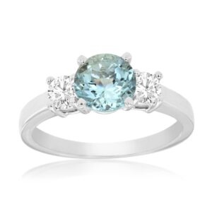 WHITE GOLD AQUAMARINE & DIAMOND RING W3927Q