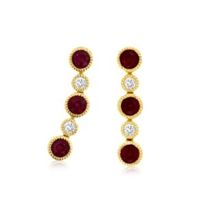 YELLOW GOLD RUBY & DIAMOND EARRINGS H1404RB
