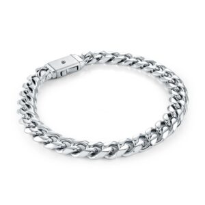 ITALGEM STEEL CLASSIC CURB BOX CLASP BRACELET SMB805-8.5