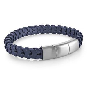 ITALGEM STEEL NAVY-LEATHER BRACELET SLB671