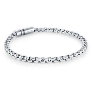 ITALGEM STEEL BOX-LINK SWIVEL-MATTE-CLASP BRACELET SMB832-8