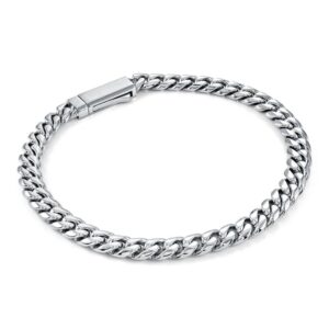ITALGEM STEEL CURB KEY-CLASP BRACELET SMB834-8