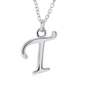 ITALGEM STEEL CURSIVE-LETTER NECKLACE INITIAL1-T