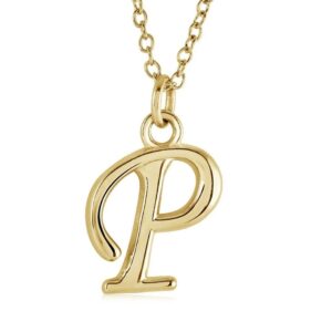ITALGEM STEEL CURSIVE-LETTER NECKLACE INITIAL1-P-GO