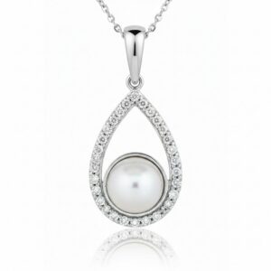 WHITE GOLD PEARL & DIAMOND PENDANT M6072