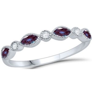 WHITE GOLD ALEXANDRITE & DIAMOND BAND M5431