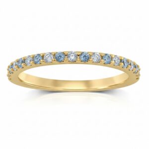YELLOW GOLD BLUE TOPAZ & DIAMOND BAND M4784