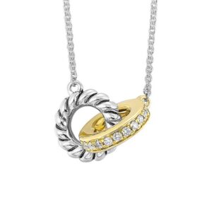 STERLING SILVER & YELLOW GOLD DIAMOND PENDANT NP06205-4WYSSB