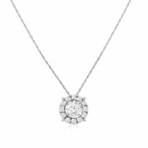 WHITE GOLD DIAMOND CIRCLE HALO PENDANT WH1293D