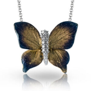 SIMON G. 18K MONARCH BUTTERFLY DIAMOND PENDANT NECKLACE DP229