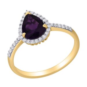 YELLOW GOLD AMETHYST & DIAMOND RING M7226