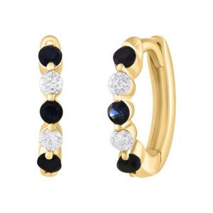 YELLOW GOLD SAPPHIRE & DIAMOND HOOP EARRINGS M7151