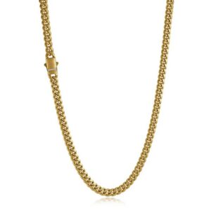 ITALGEM STEEL GOLD-IP MATTE WHITE-CZ-CLASP CHAIN SYN89-20
