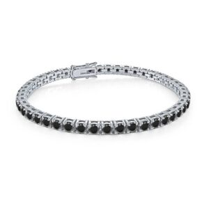 ITALGEM STEEL BLACK-CZ SIDE-CLASP TENNIS BRACELET SMB629-SI-BCZ-8.5