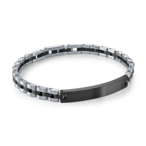 ITALGEM STEEL BLACK-IP RX-LINK ID-PLATE DRACELET SMB794