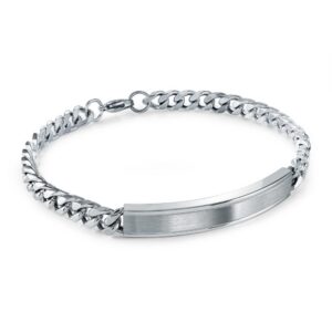ITALGEM STEEL ID-PLATE CURB BRACELET SMB802
