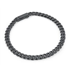 ITALGEM STEEL BLACK-IP CURB KEY-CLASP BRACELET SMB833-BLK-8