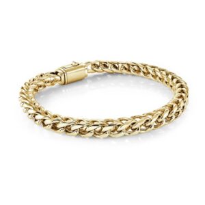 ITALGEM STEEL GOLD-IP FRANCO SQUARE-CLASP BRACELET SMB804-GO-8.5